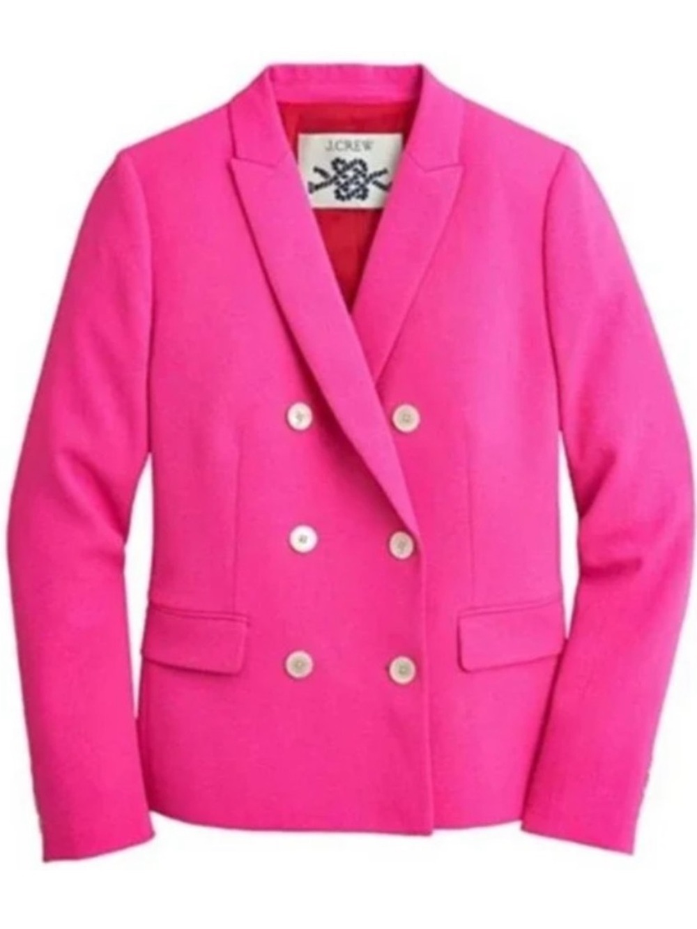 J. Crew Bright Pink Double Breasted Blazer Size 8 NWT